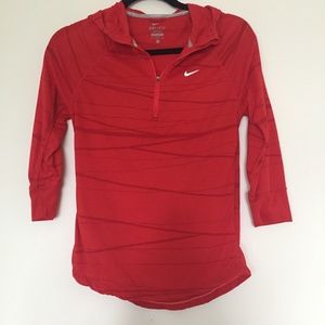 NIKE Dri-Fit 1/4 Zip Red Hoodie M